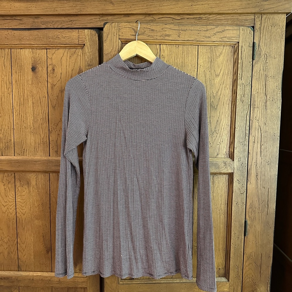 Anthro Mock Neck Stripe Top